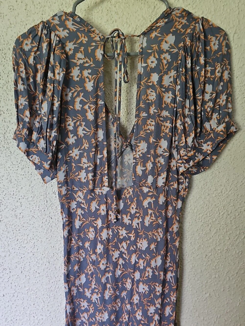 Free People Floral Maxi Dress in Blue and Beige
